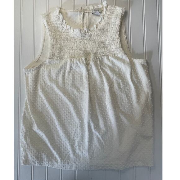 J Crew Cream Textured Sleeveless Top Ruffles Flowy Size Womens Medium - Picture 1 of 7